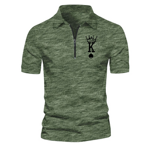 Pologize™ Casual Solid Color Half-Zip Kings Design Polo Shirt