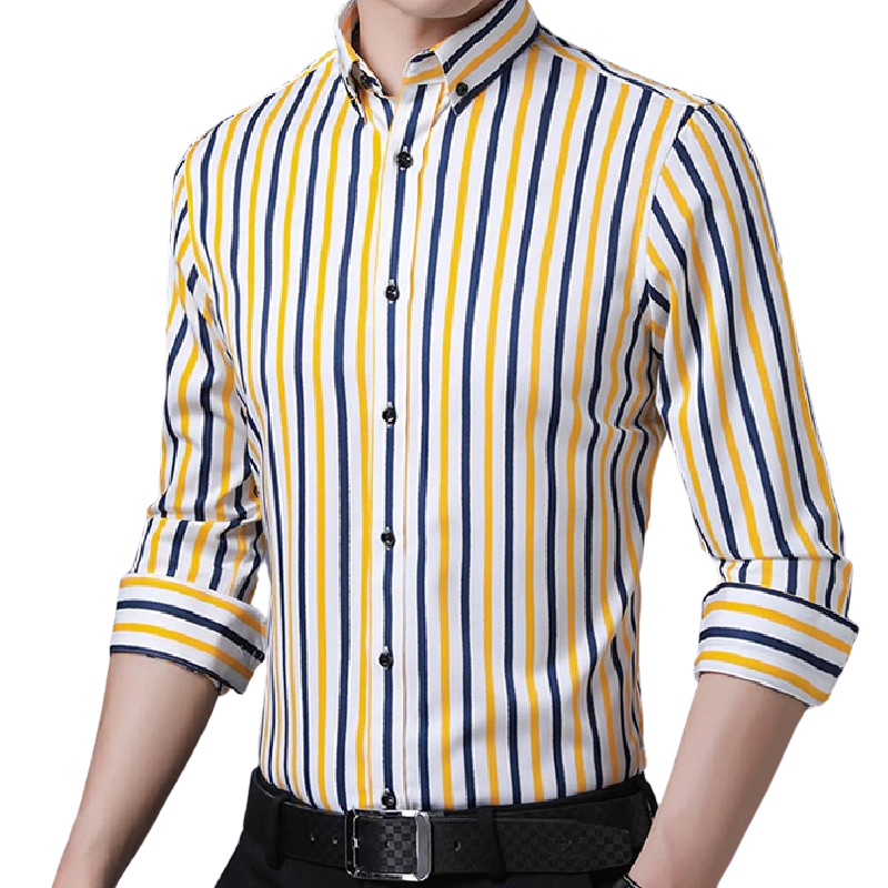 BUZHIDAO Men's Long-Sleeved V-Neck Buttons Shirt Plain Business