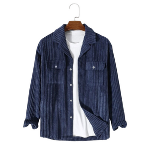 Pologize™ Dark Blue Corduroy Button Shirt