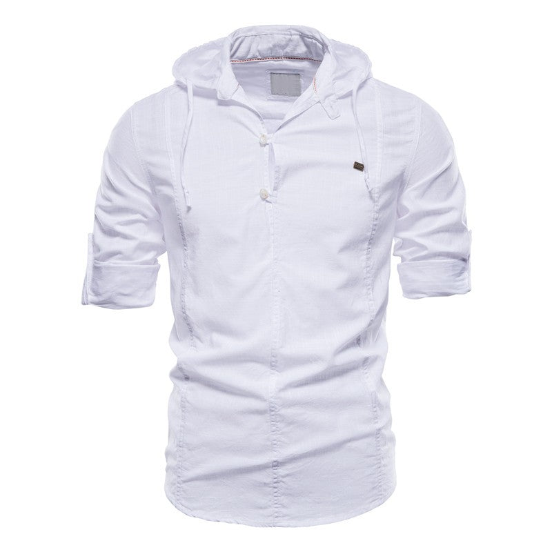 Pologize™ Long Sleeve Hooded Linen Shirt