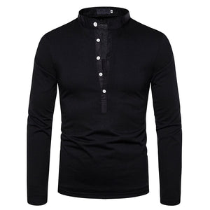 Pologize™ Carmine Long Sleeve Mandarin Collar Polo Shirt