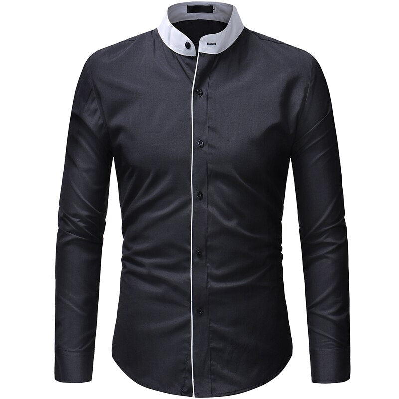 Pologize™ Abramo Long Sleeve Mandarin Collar Button-Down Shirt
