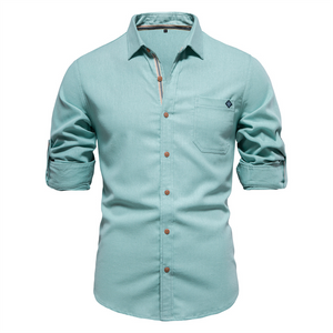 Pologize™ Single Pocket Solid Color Button-Down Shirt
