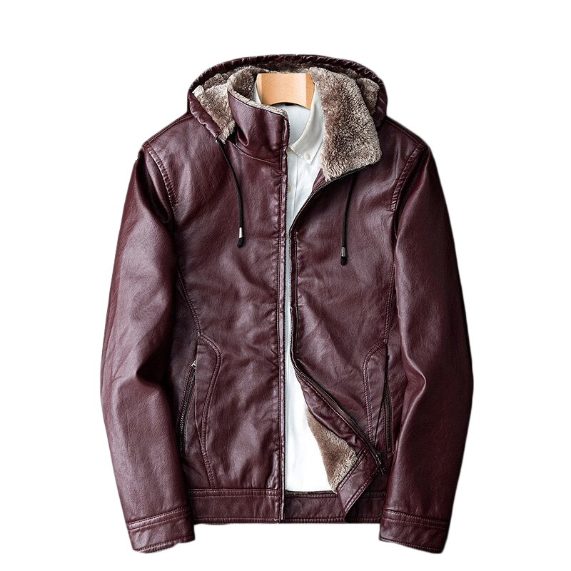 Pologize™ Hooded Warm Leather Jacket