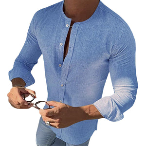 Pologize™ Mandarin Collar Long Sleeve Button Shirt