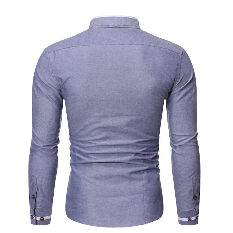 Pologize™ Casual Mandarin Collar Long Sleeve Shirt