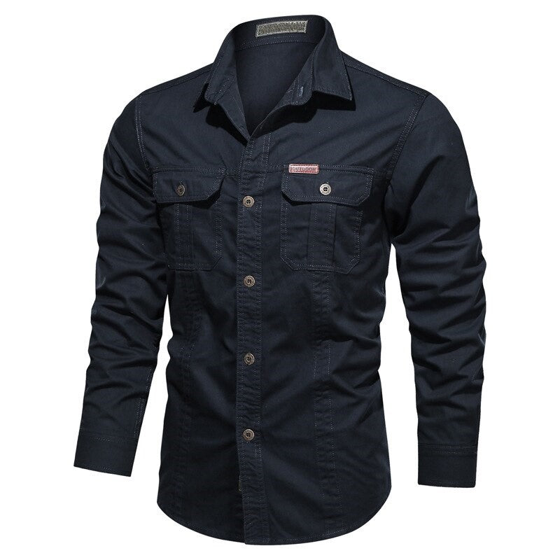 Pologize™ Gregorio Long Sleeve Military Button-Down Shirt